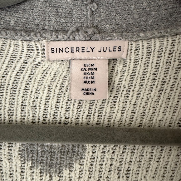 Sincerely Jules Grey Cardigan with White Hearts - Size M - Picture 3 of 4